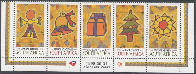 RSA 1998: CHRISTMAS FULL SET CONTROL STRIP OF 5 MNH (SACC 1141/5)