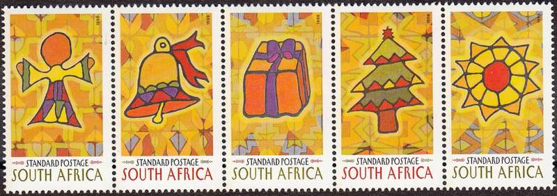 RSA 1998: CHRISTMAS SETENANT STRIP OF 5 MNH (SACC 1141/5)