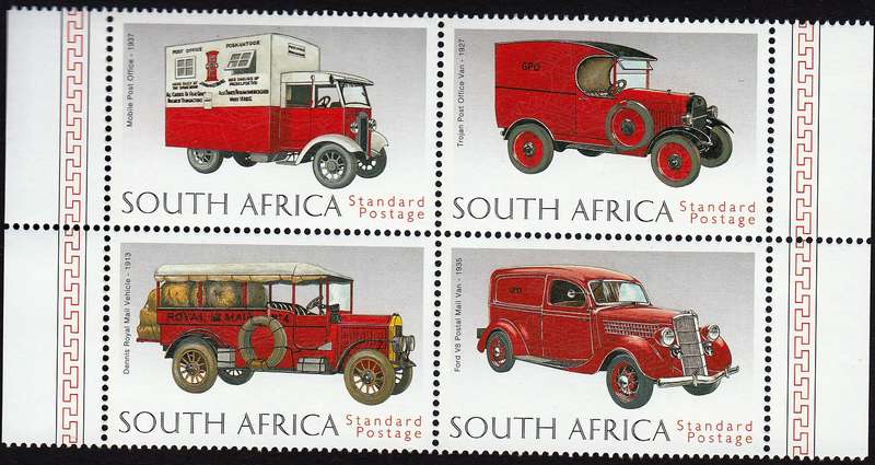 RSA 1999: 125th ANNIV OF UPU SETENANT BLOCK OF 4 MNH (SACC 1183-1186)