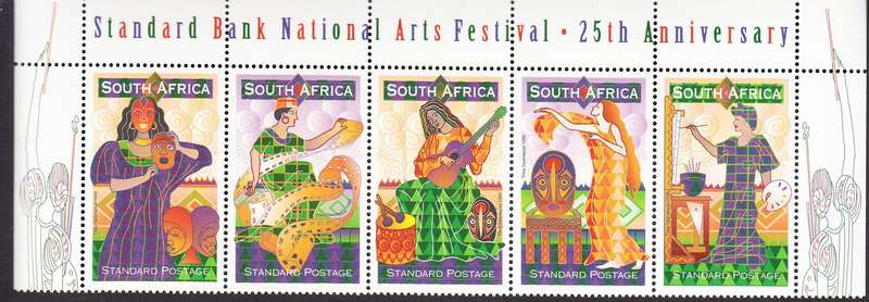 RSA 1999: 25th ANNIV. OF THE STANDARD BANK NATIONAL ARTS SETINENT STRIP OF 5 MNH (SACC 1209-1213)