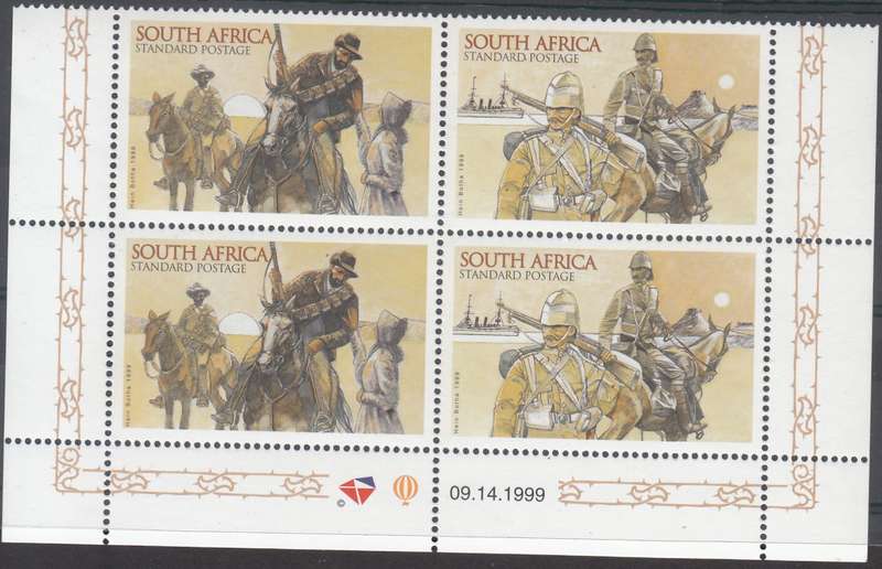RSA 1999 COMMEMORATION OF ANGLO BOER WAS CONTROL BLOCK OF 4 MNH (SACC 1247-8)