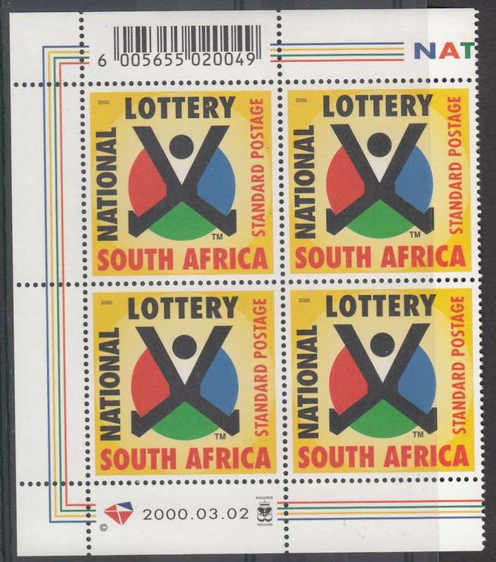 RSA 2000: NATIONAL LOTTERY CONTROL BLOCK OF 4 MNH (SACC 1252)