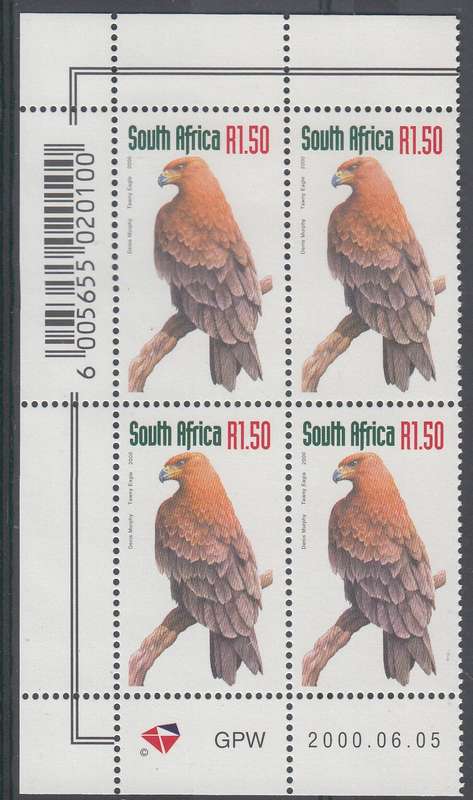 RSA 2000: 6th DEFINITIVE ISSUE R1.50 CONTROL BLOCK OF 4 MNH (SACC 1256)