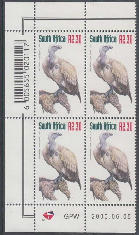 RSA 2000: 6th DEFINITIVE ISSUE R2.30 CONTROL BLOCK OF 4 MNH (SACC1257)