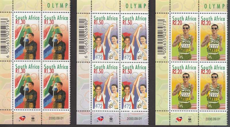RSA 2000 OLYMPIC GAMES FULL SET CONTROL BLOCKS OF 4  MNH (SACC 1280-4)