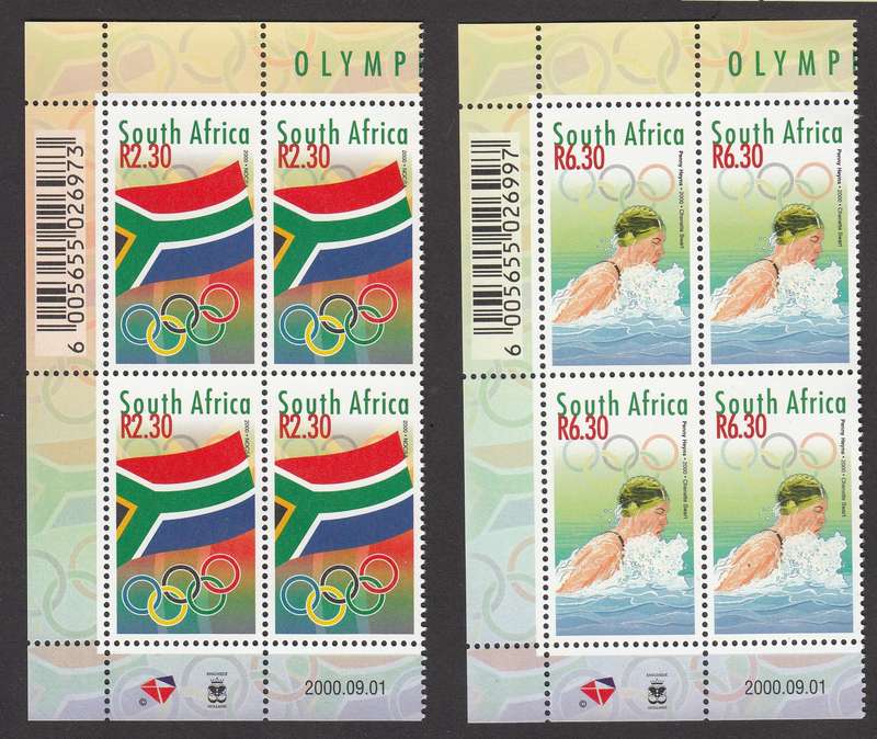RSA 2000 OLYMPIC GAMES FULL SET CONTROL BLOCKS OF 4  MNH (SACC 1280-4)