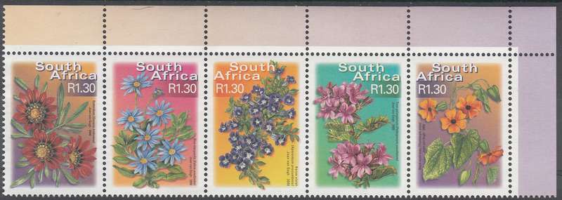 RSA 2000: 7th DEFINITIVE ISSUE R1.30 SETENANT STRIP OF 5 MNH (SACC 1304-1308)