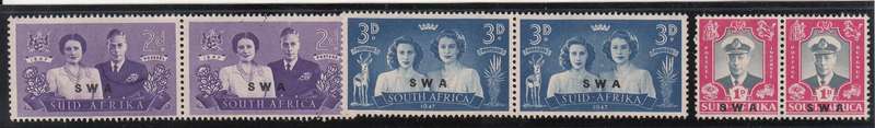 SWA 1947: ROYAL VISIT FULL SET IN PAIRS MNH (SACC 162-164)