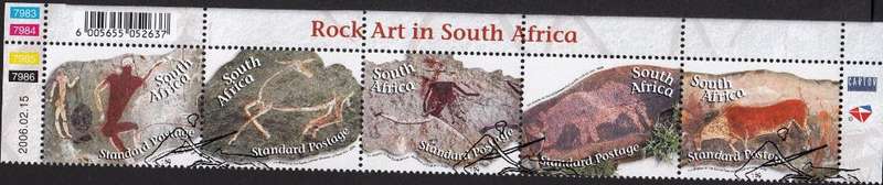 RSA 2006: ROCK ART IN SOUTH AFRICA CONTROL STRIP OF 5 CTO (SACC 1758-1762)