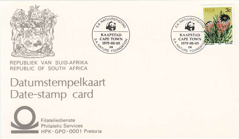 RSA DATE-STAMP CARD 1979: SA NATURE FOUNDATION CAPE TOWN