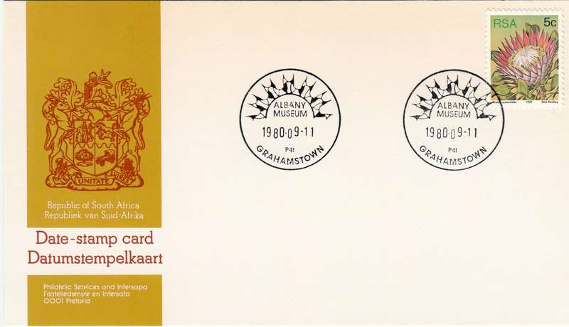 RSA DATE-STAMP CARD 1980: ALBANY MUSEUM GRAHAMSTOWN