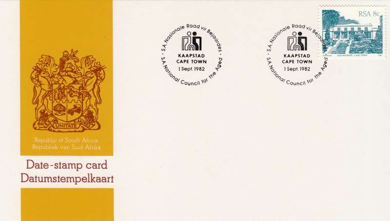 RSA DATE-STAMP CARD 1982: SA COUNCIL FOR THE AGED