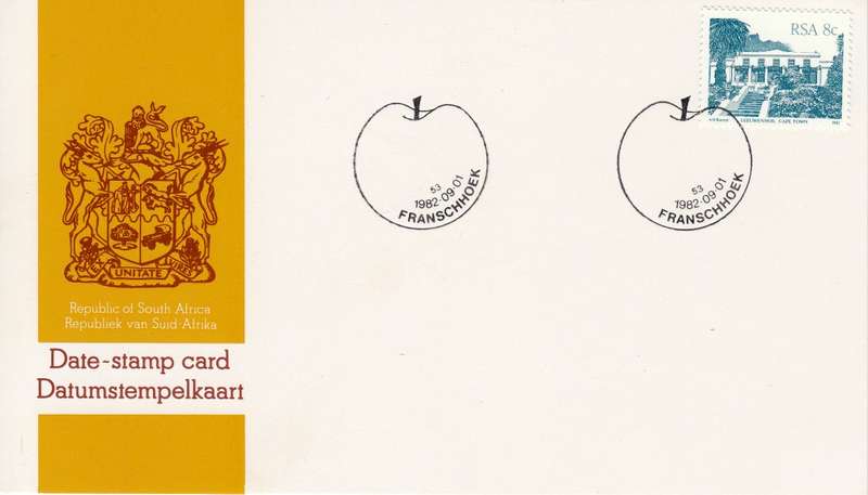 RSA DATE-STAMP CARD 1982: FRANCHOEK