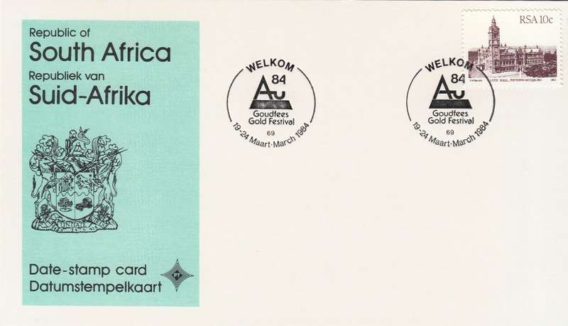 RSA DATE-STAMP CARD 1984: WELKOM GOLD FESTIVAL