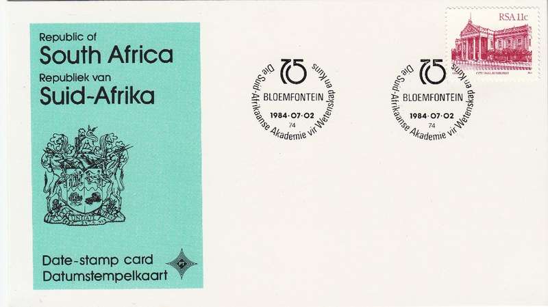 RSA DATE-STAMP CARD 1984: SA ACADEMY OF SCIENCE