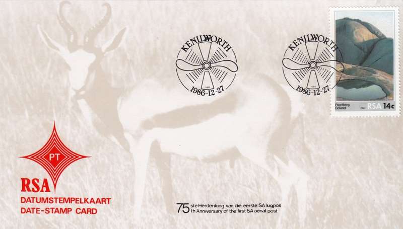 RSA DATE-STAMP CARD 1986: 75th ANNIVERSARY OF AIRMAIL