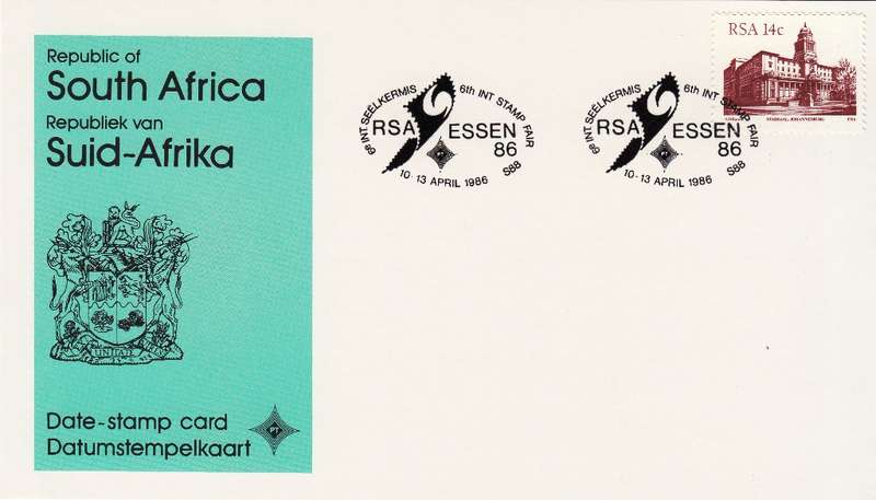 RSA DATE-STAMP CARD 1986: 6th INTERNATIONAL STAMP FAIR