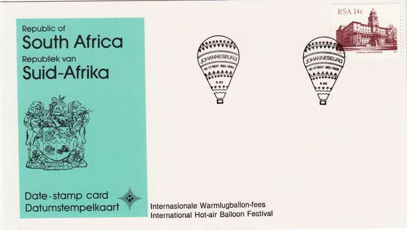 RSA DATE-STAMP CARD 1986: BALLOON FAIR JOHANNESBURG