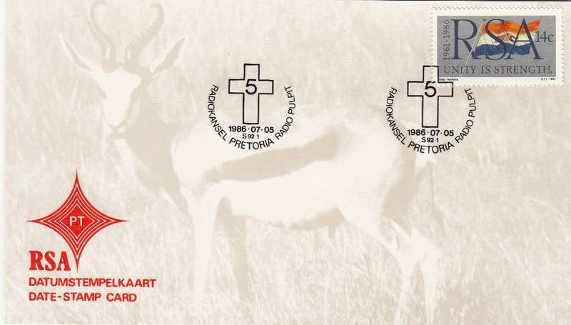 RSA DATE-STAMP CARD 1986: RADIO PULPIT