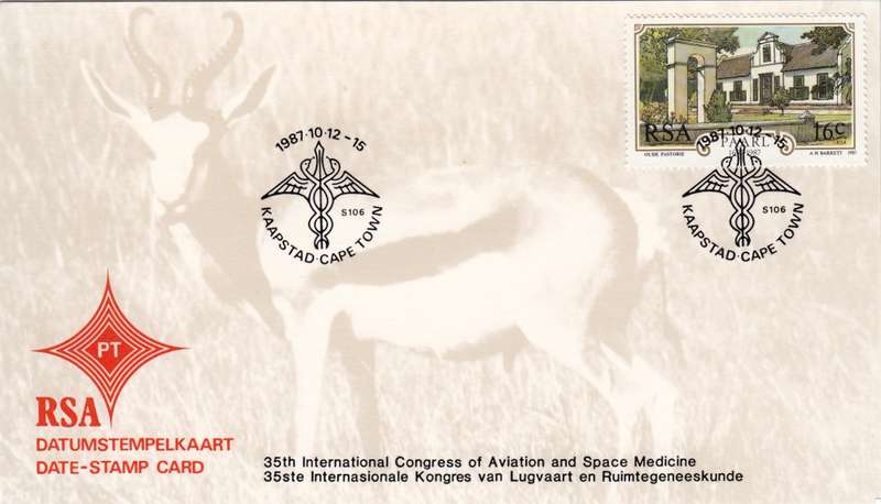 RSA DATE-STAMP CARD 1987: 35th INT. CONGRESS OF AVIATION AND SPACE MEDICINE