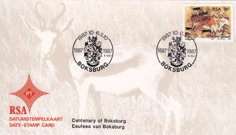 RSA DATE-STAMP CARD 1987: CENTENARY OF JHB STOCK EXCHANGE