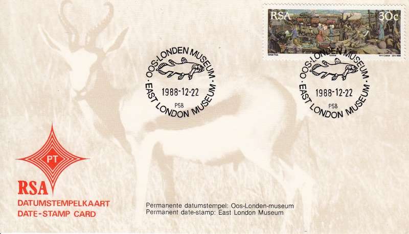 RSA DATE-STAMP CARD 1988: EAST LONDON MUSEUM