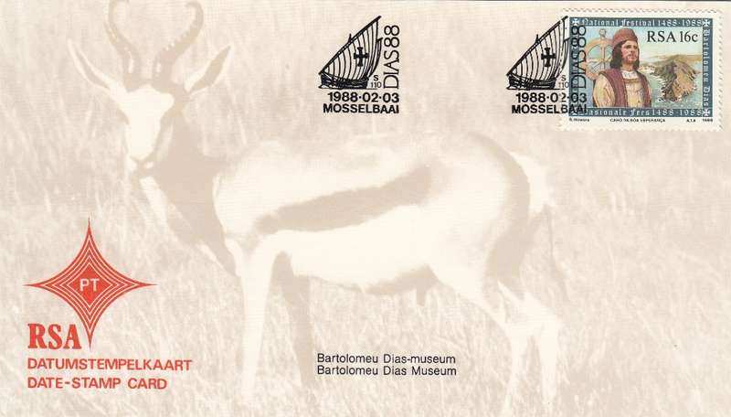 RSA DATE-STAMP CARD 1988: BARTLOMIAS DIAS MUSEUM