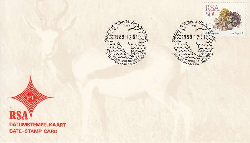 RSA DATE-STAMP CARD 1989: SIMONSTAD CAPE OF GOOD HOPE MUSEUM