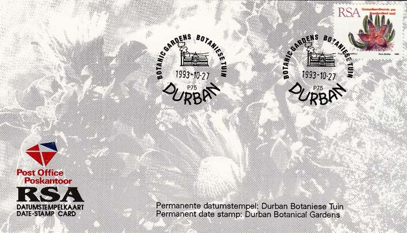 RSA DATE-STAMP CARD 1993: DURBAN BOTANICAL GARDEN