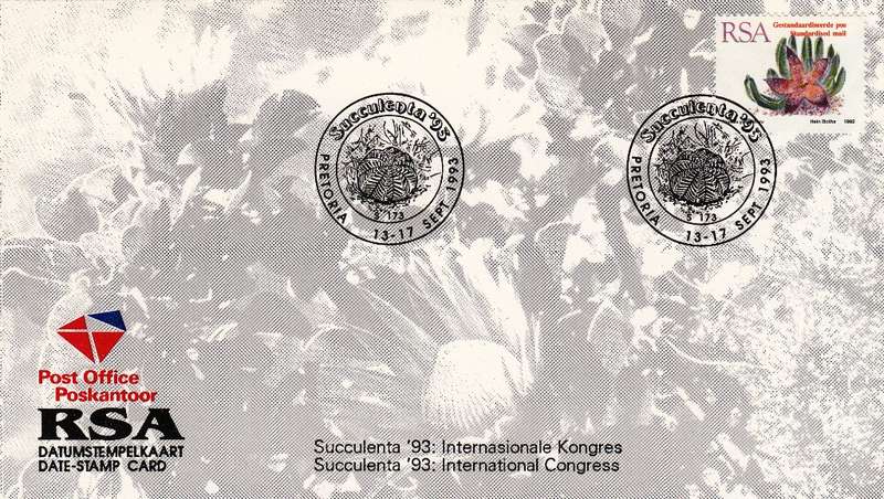 RSA DATE-STAMP CARD 1993: SUCCULENTA INT. FLOWER CONGRESS