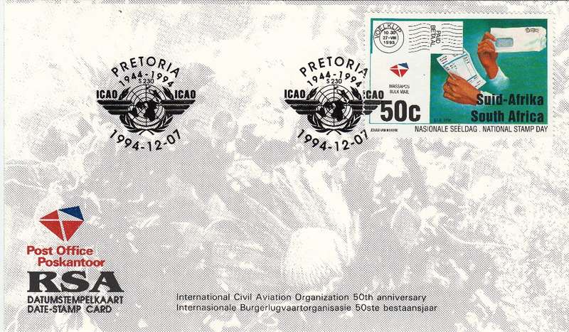 RSA DATE-STAMP CARD 1994: 50th ANNIVERSARY OF DOMESTIC FLIGHTS