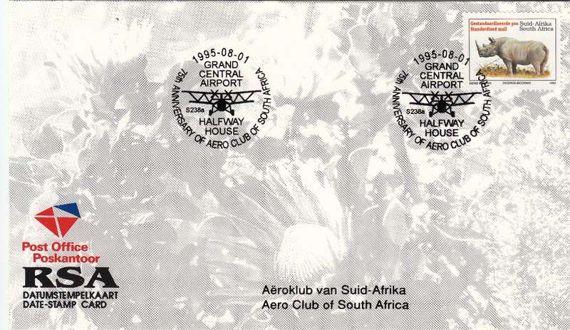 RSA DATE-STAMP CARD 1995: AERO CLUB OF SA