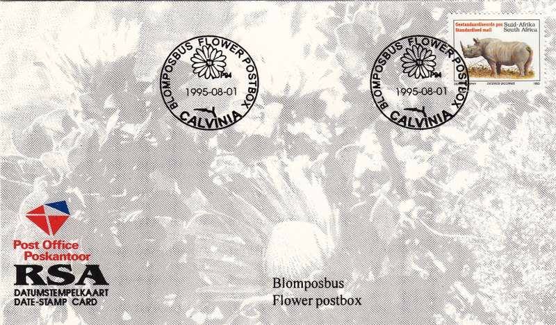 RSA DATE-STAMP CARD 1995: FLOWER POSTBOX CALVINIA
