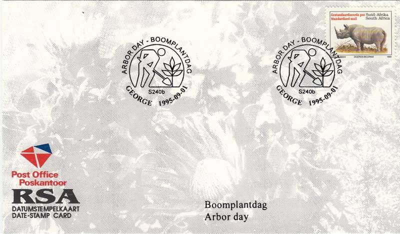 RSA DATE-STAMP CARD 1995: ARBOR DAY GEORGE