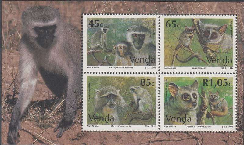 VENDA 1994: MONKEYS MINIATURE SHEET #3 MNH (SACC 275)
