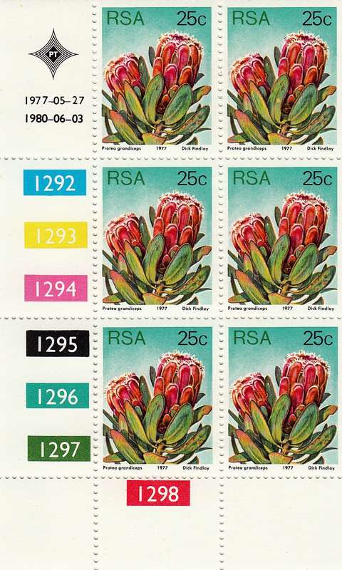 RSA 1980 3rd DEFINITIVE ISSUE 25c MNH CONTROL BLOCK OF 6 DATED 3/6/1980 (SACC430a)