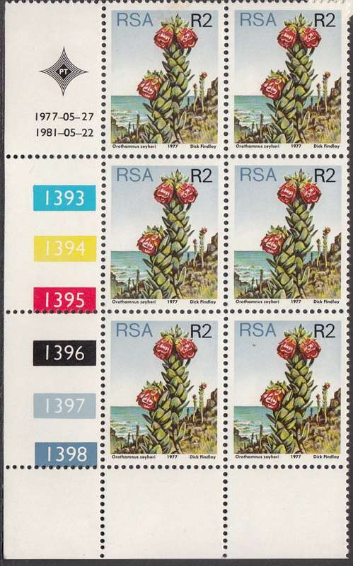 RSA 1981 3rd DEFINITIVE ISSUE R2 CONTROL BLOCK OF 6 (22-5-81) MNH (SACC 434a)