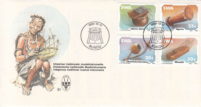 SWA 1985: OFFICIAL FDC 51 - TRADITIONAL MUSICAL INSTRUMENTS
