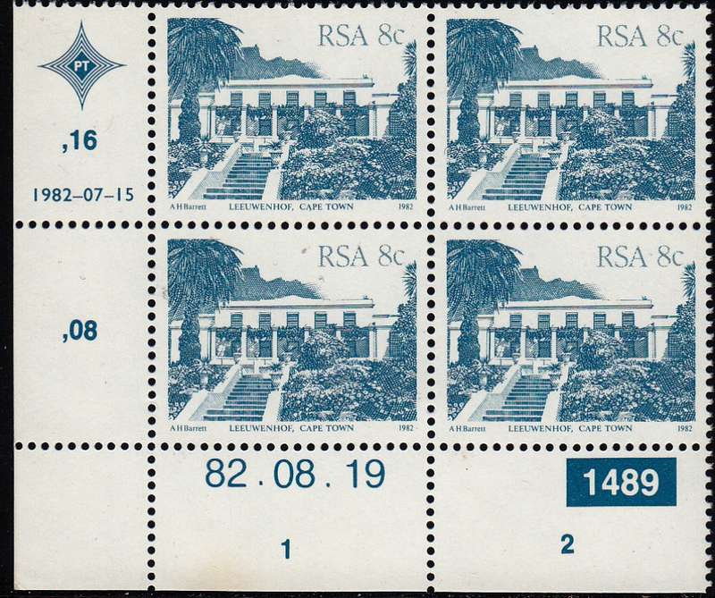 RSA 1986: 4th DEFINITIVE ISSUE 8c CONTROL BLOCK (1489) MNH  (SACC 522a)
