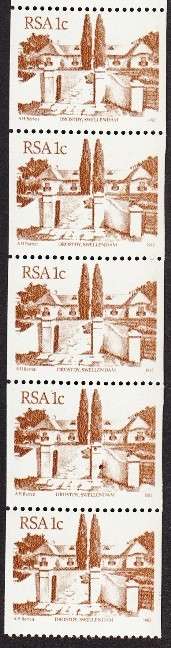 RSA 1982: 4th DEFINITIVE ISSUE 1c COIL STRIP OF 5 MNH (SACC 532)