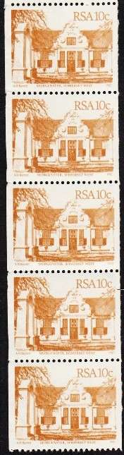 RSA 1982: 4th DEFINITIVE ISSUE 10c COIL STRIP OF 5 MNH (SACC 535)