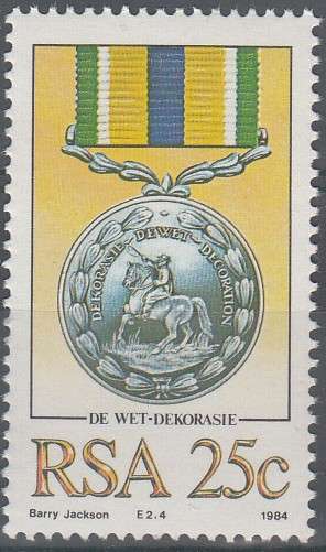 RSA 1984: MILITARY DECORATIONS 25c MNH (SACC 578)