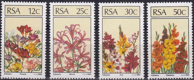 RSA 1985: SA FLORAL EMIGRANTS 12c MNH (SACC 592-595)