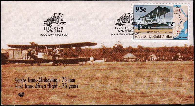 RSA 1995: OFFICIAL FDC 6.11 - 75th ANNIVERSARY OF 1st TRANS-AFRICA FLIGHT