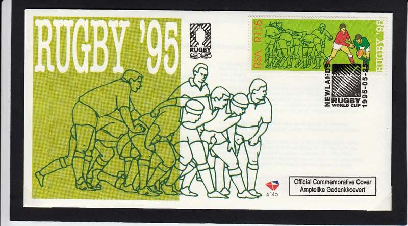 RSA 1995: OFFICIAL FDC 6.14b - RUGBY WORLD CUP