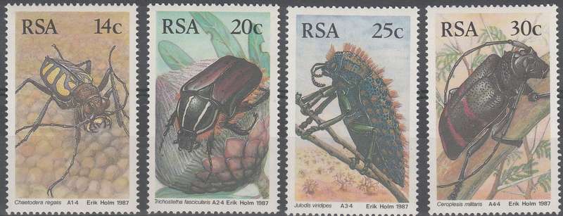RSA 1987: SOUTH AFRICAN BEETLES FULL SET MNH (SACC 620-623)
