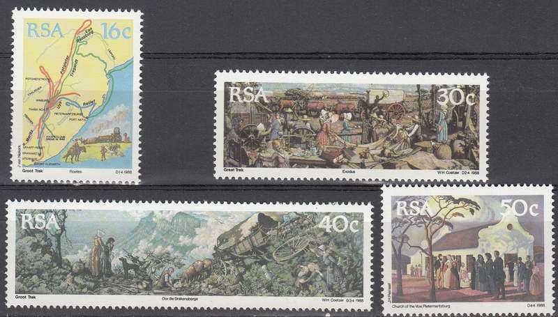 RSA 1988: 150th ANNIVERSARY OF THE GREAT TREK FULL SET MNH (SACC 687-690)