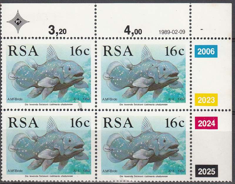 RSA 1989 IDENTIFICATION OF THE COELIACANTH 16c MNH (SACC 691)