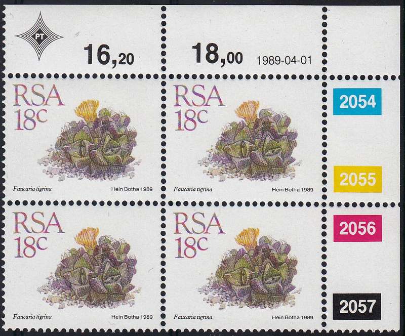 RSA 1989: 5th DEFINITIVE ISSUE 18c CONTROL BLOCK MNH (SACC 695)