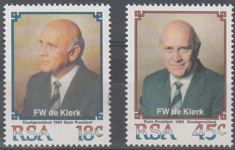 RSA 1989 INAUGURATION OF STATE PRESIDENT FW DE KLERK FULL SET MNH (SACC 709-710)